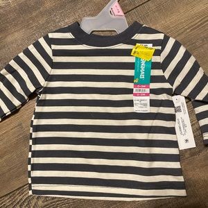 0-3 month long sleeve striped shirts. New with tags. Grey and orange.